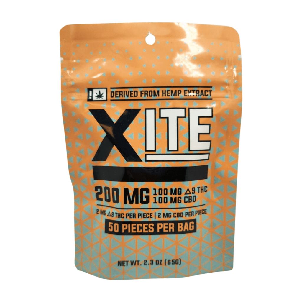 Xite Hard Candies 200 mg, D9 100 mg and CBD 100 mg, 50 ct