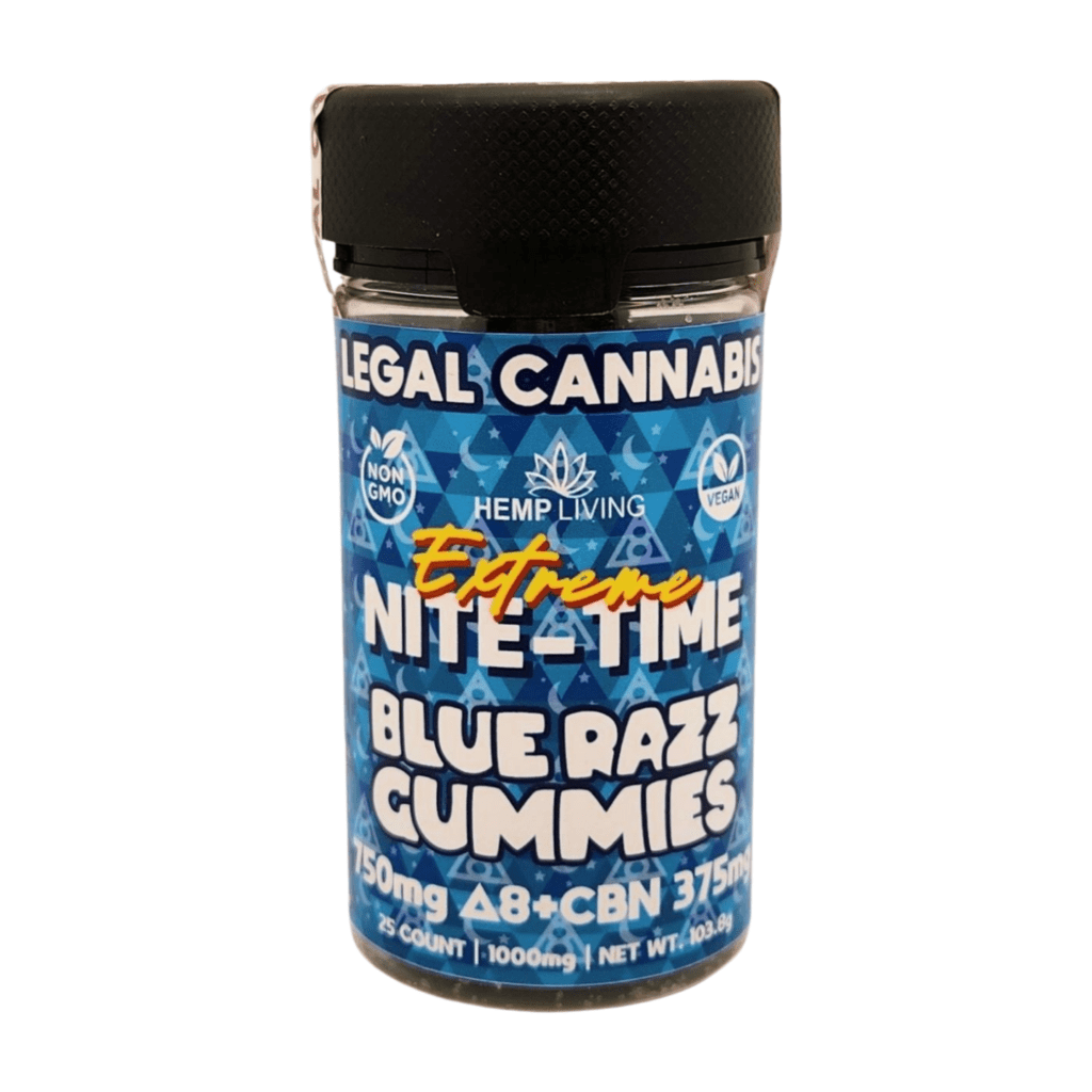 Extreme Nite Gummies D8 and CBN 750 mg, 25 ct (Blue Razz)