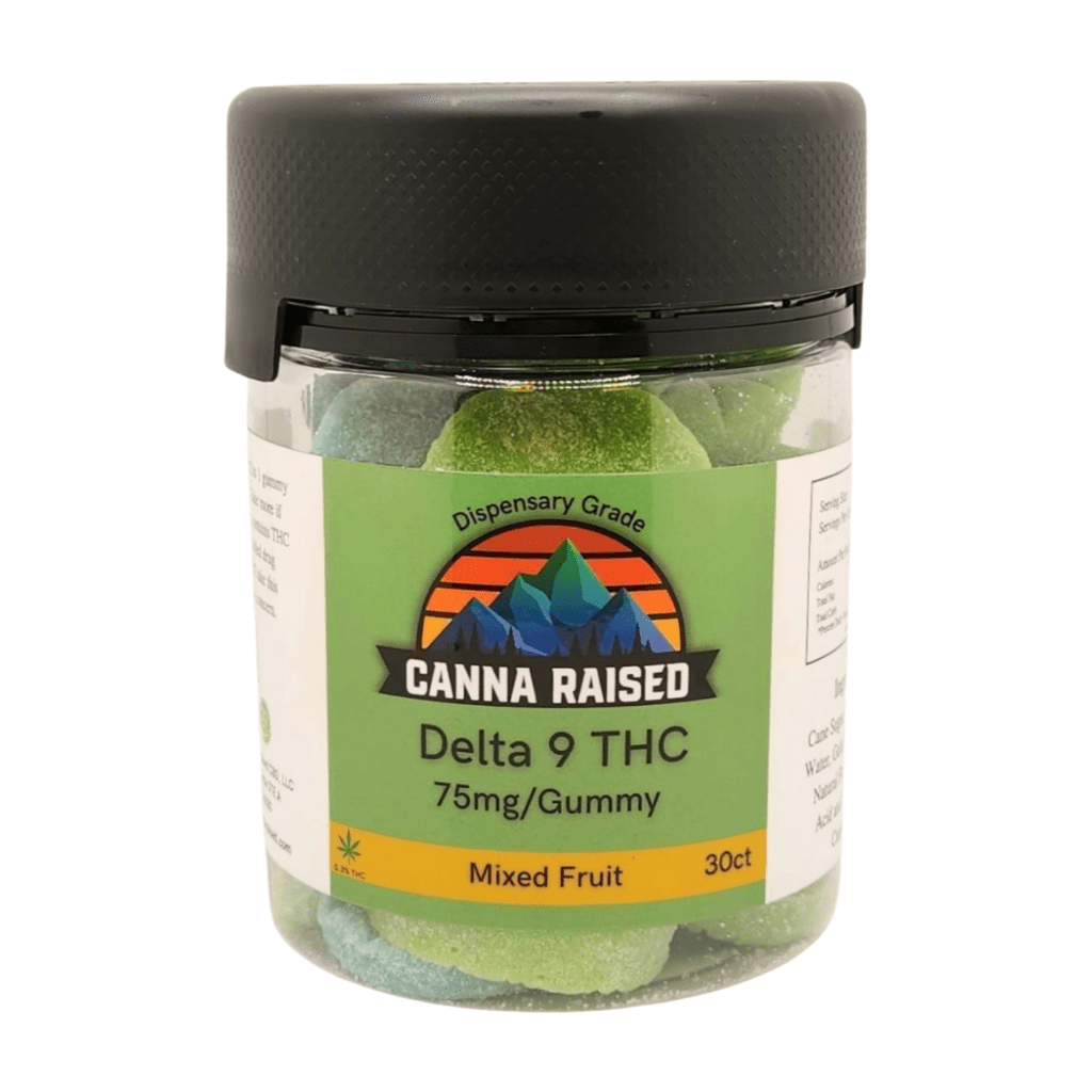 CannaRaised Premium D9/D8 75 mg Gummies, D9 50 mg and D8 25 mg, 30 ct (Mixed Fruit)