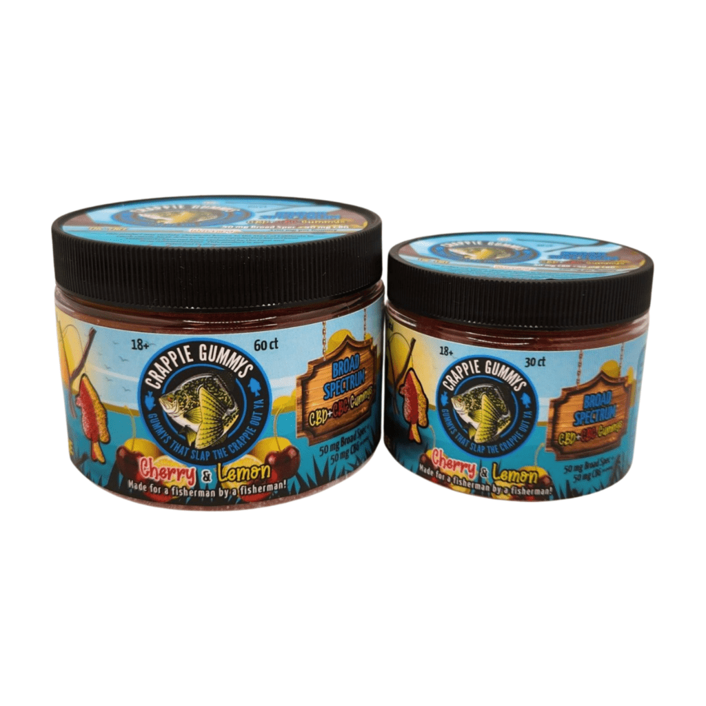 Crappie Broad Spectrum CBD and CBG Gummies 50 mg, 30 ct (Cherry &Lemon)
