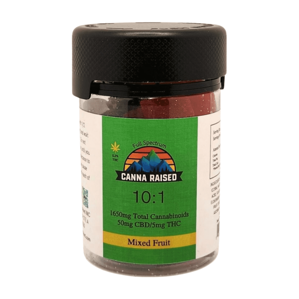 CannaRaised 10:1 Gummies D9 5 mg and CBD 50 mg, 30 ct (Mixed Fruit)