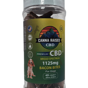alt="canna raised bacon treats cbd dog bottle)