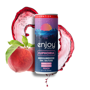 Enjoy Hemp Euphoria THC Seltzer, Peach, 12oz, 10mg THC, 10mg CBG